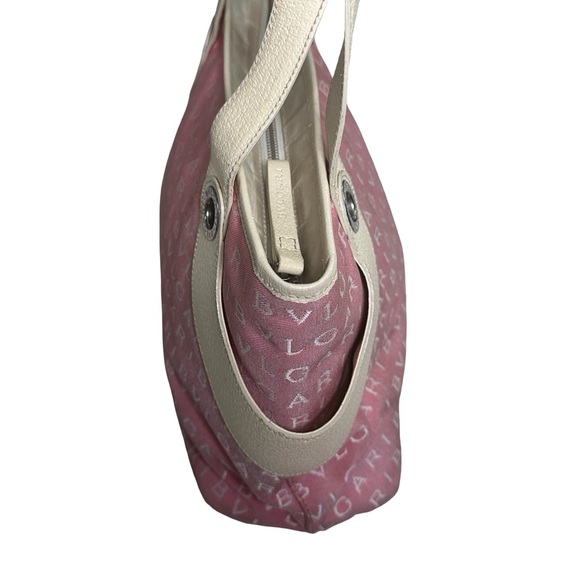BVLGARI rare Zip top Pink Logomania vintage tote - fading/stains inside - Picture 6 of 12